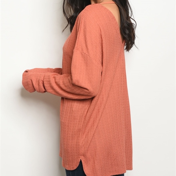 Last 1! Earth Color knit tunic top/ long sleeve - Picture 3 of 4